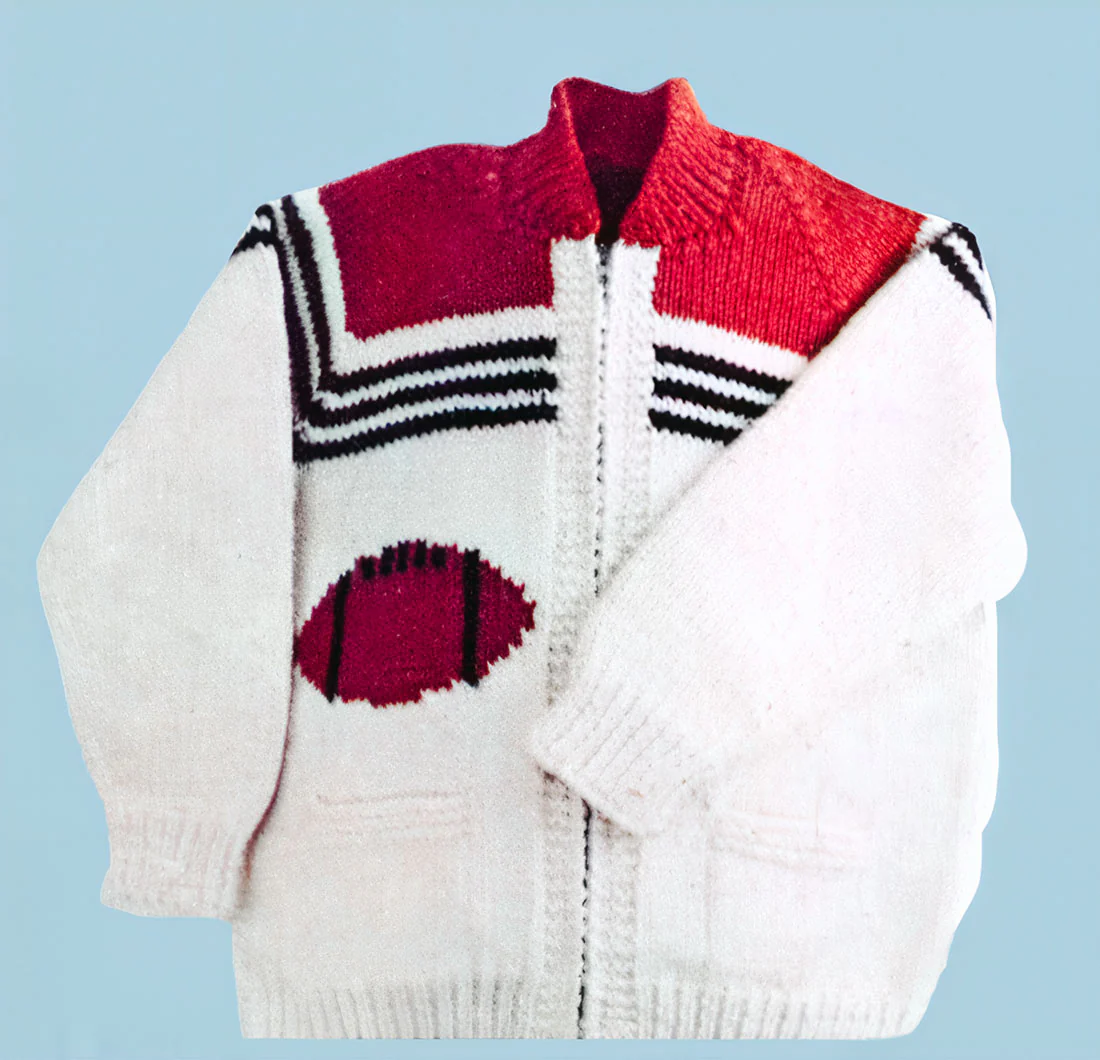 Child's Football Cardigan And Toque Pattern