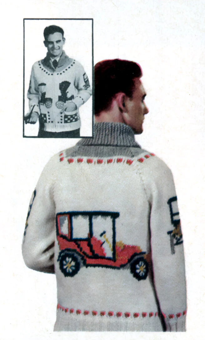 Ladies' or Youth Antique Autos Cardigan Pattern - Image 2