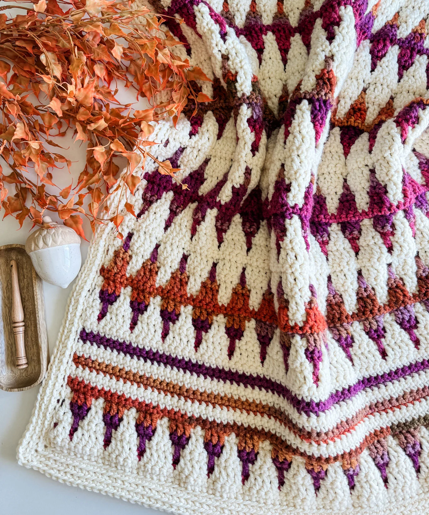 Autumn's Charm Mosaic Blanket - Image 5