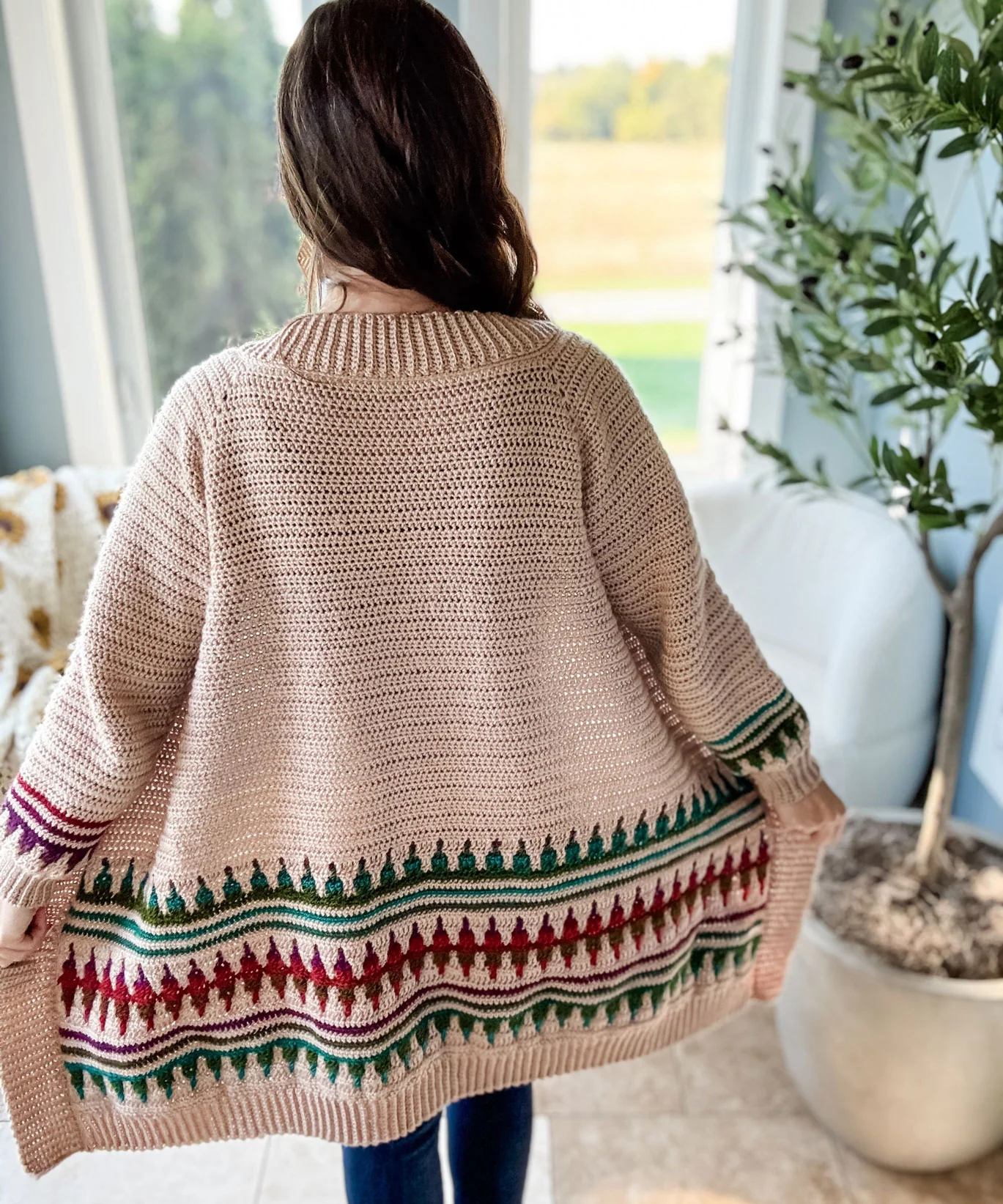 Autumn's Charm Mosaic Duster Length Cardigan - Image 6