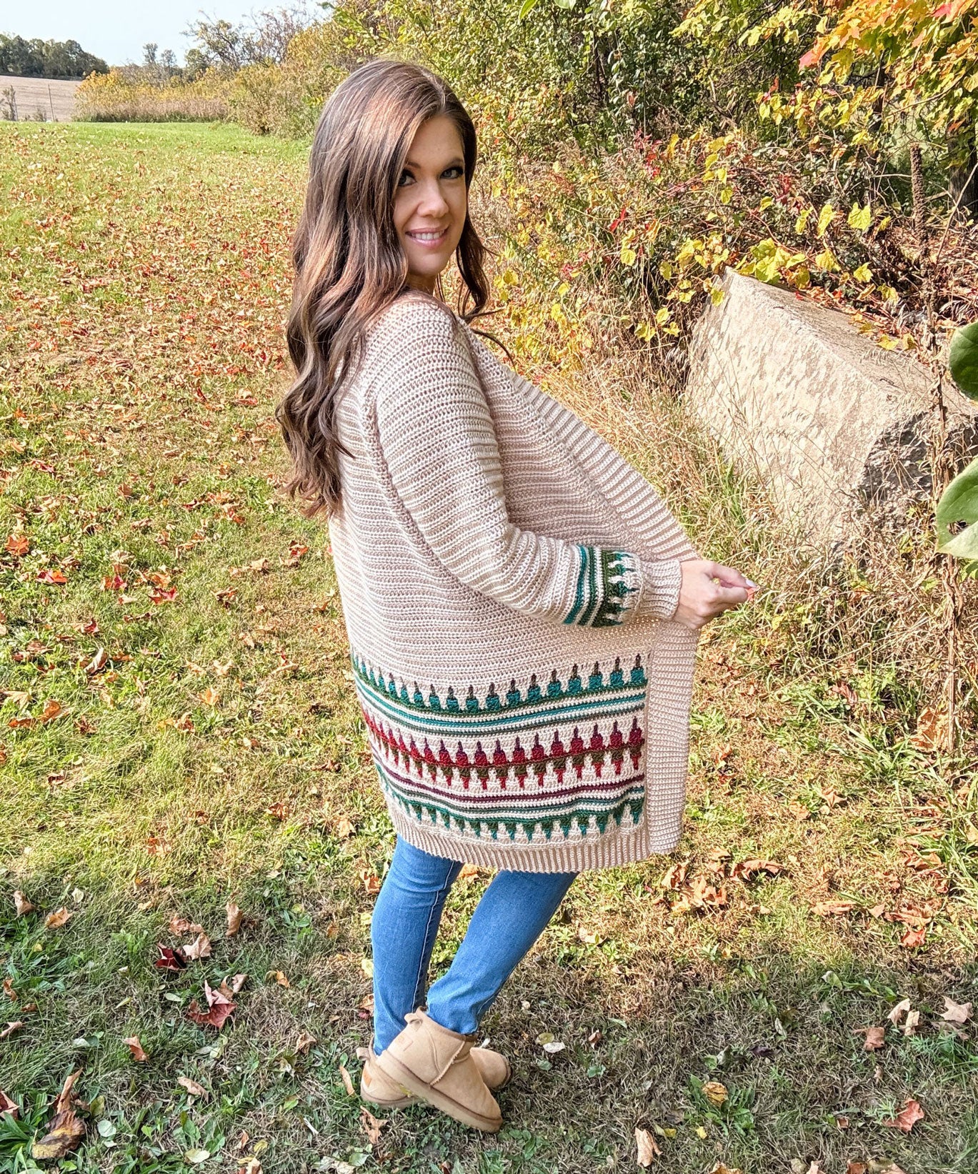Autumn's Charm Mosaic Duster Length Cardigan - Image 8