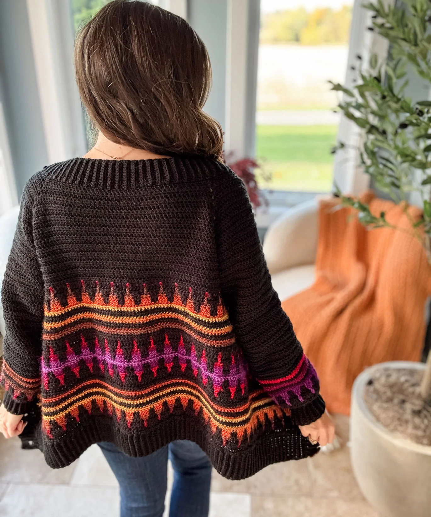 Autumn's Charm Mosaic Hip Length Cardigan - Image 4