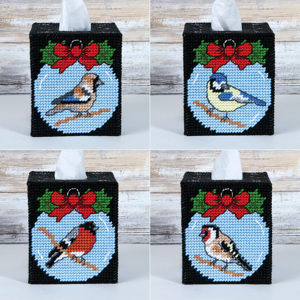 Birds of Winter Tissue Box Cover Plastic Canvas Kit - Image 2