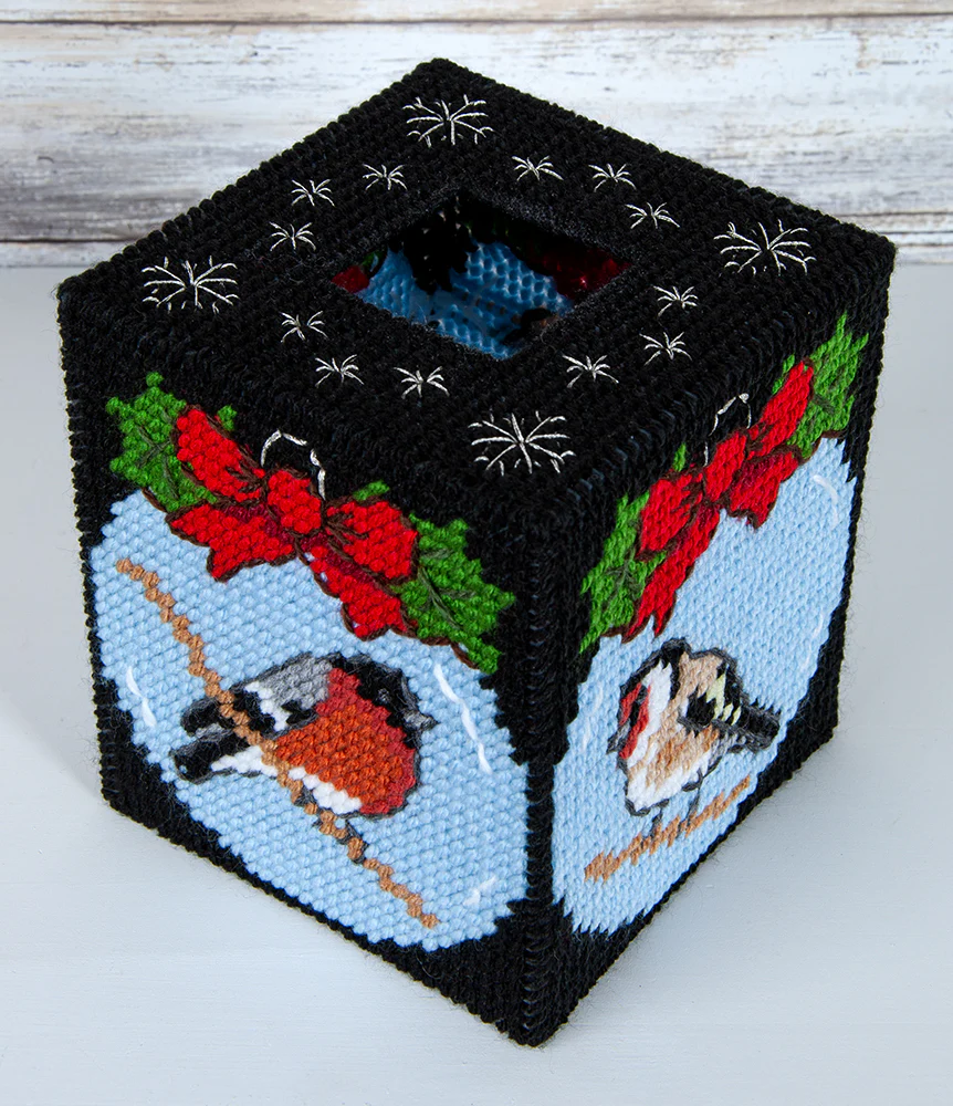 Birds of Winter Tissue Box Cover Plastic Canvas Kit - Image 3