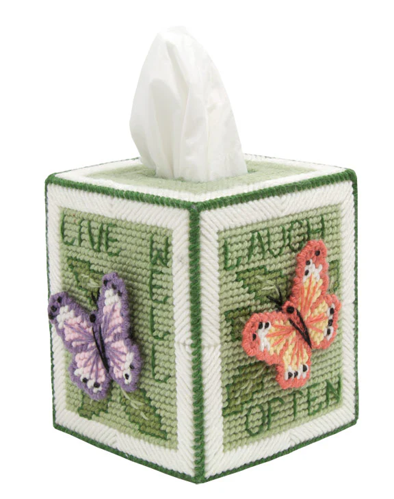Butterfly Tissue Box Cover Plastic Canvas Kit - Image 2