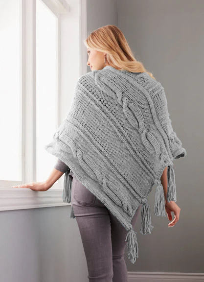 Cabled Panels Poncho - Image 3