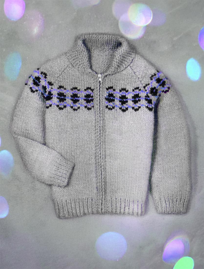 Child's Cardigan & Toque - Geometric Pattern - Image 2