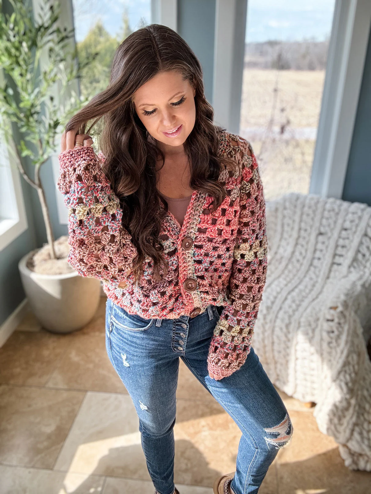 Chunky Granny Crochet Cardigan - Image 3