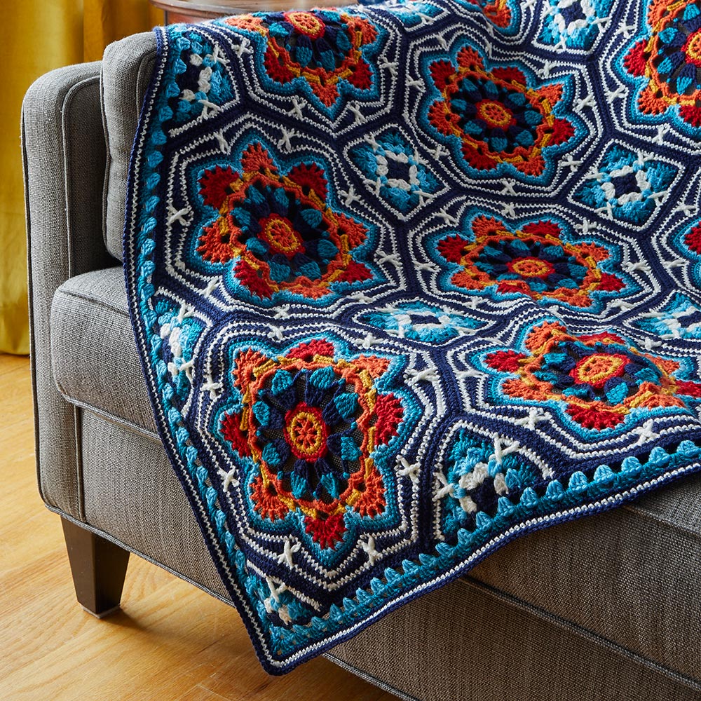 Dark Blue Persian Tiles Throw