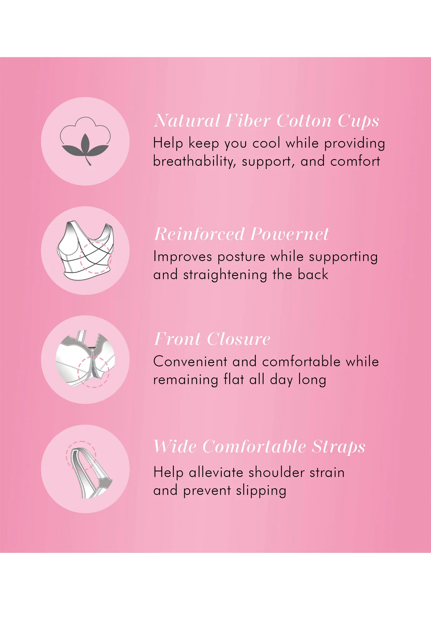 FULLY® Front Close Cotton Posture Bra with Lace - Image 10
