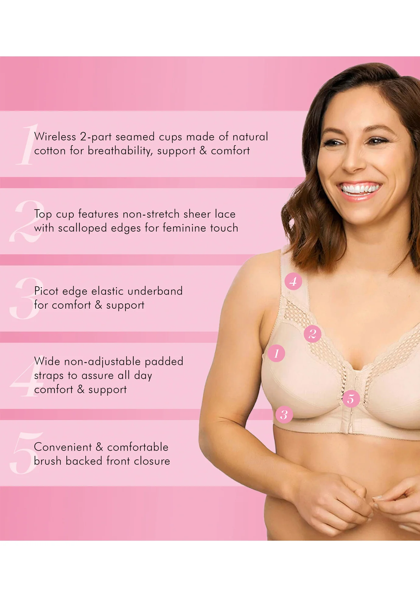 FULLY® Front Close Cotton Posture Bra with Lace - Image 11