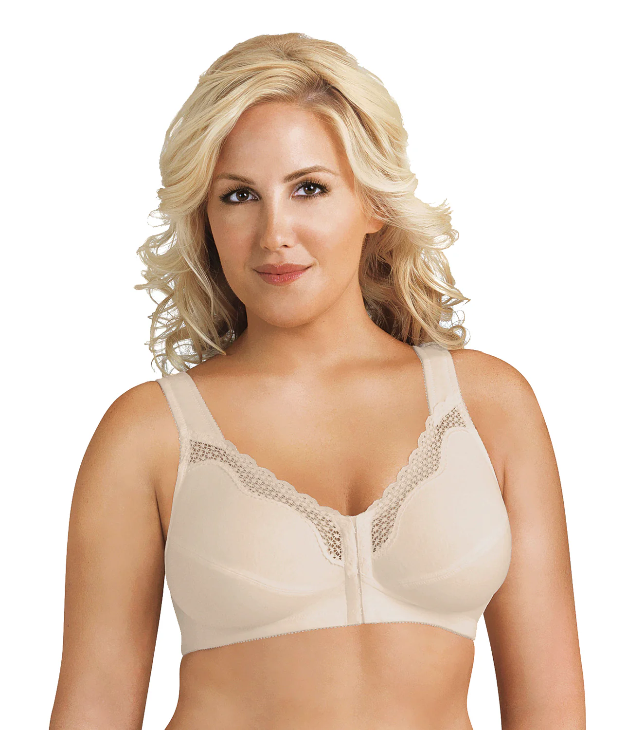 FULLY® Front Close Cotton Posture Bra with Lace - Image 5