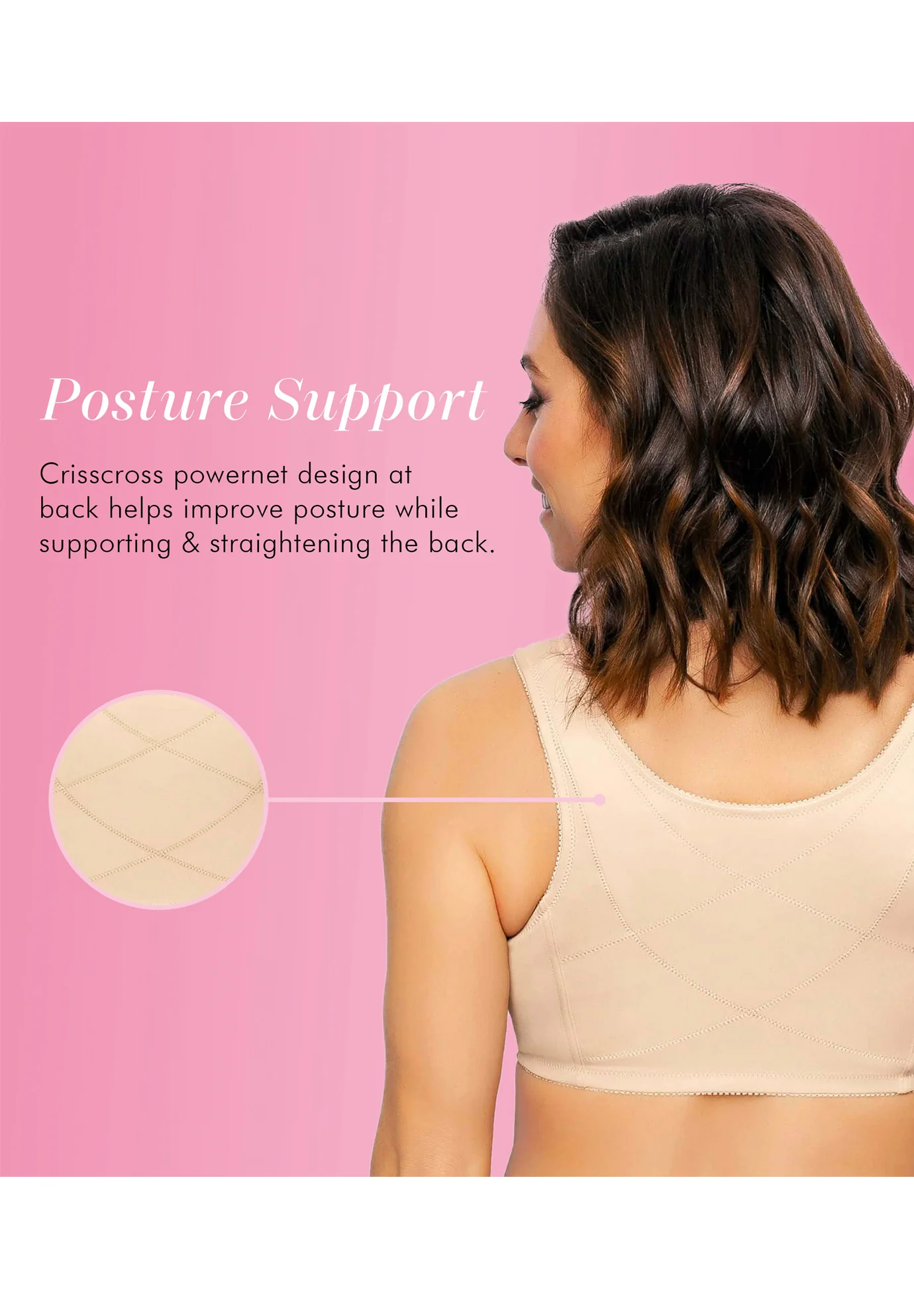 FULLY® Front Close Cotton Posture Bra with Lace - Image 9