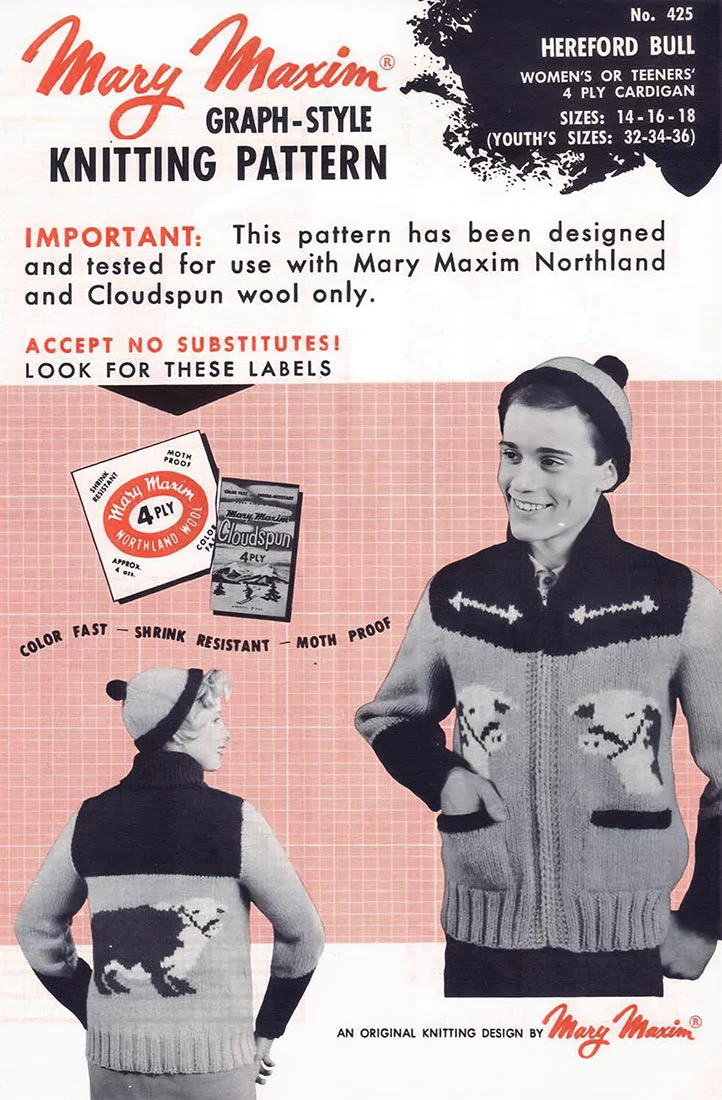 Ladies' and Youth Hereford Bull Cardigan Pattern - Image 2