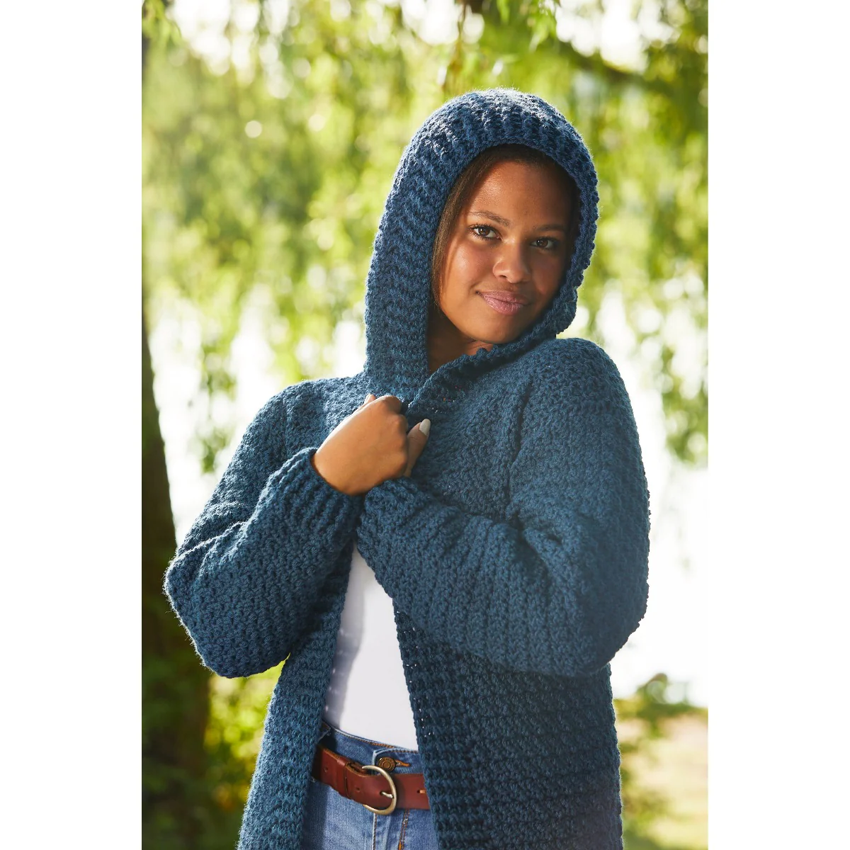 Hooded Crocheted Cardigan - Image 4