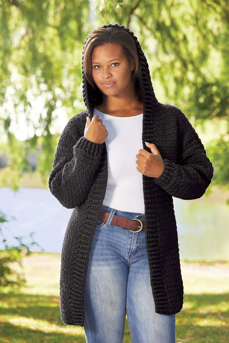 Hooded Crocheted Cardigan - Image 6
