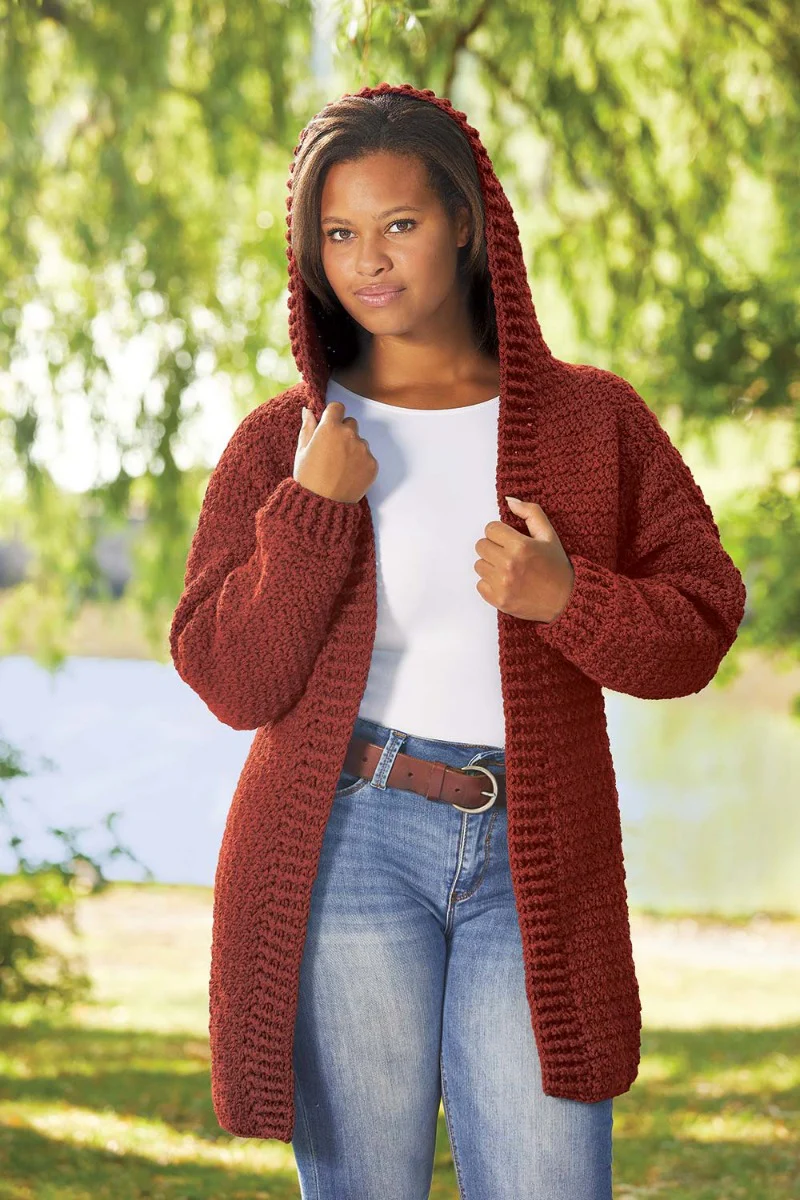 Hooded Crocheted Cardigan - Image 9