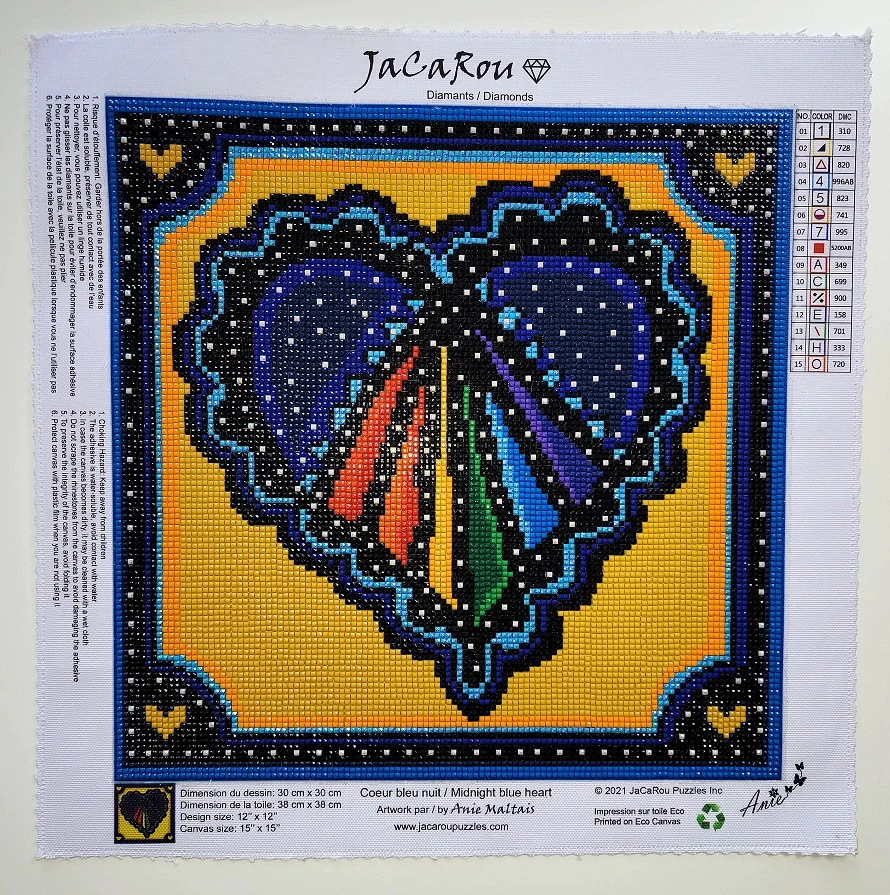 Midnight Blue Heart Diamond Art Kit - Image 2