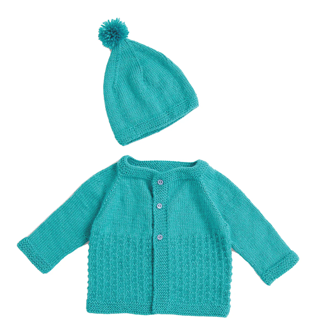 Knit Yoke Baby Cardigan & Hat - Image 4
