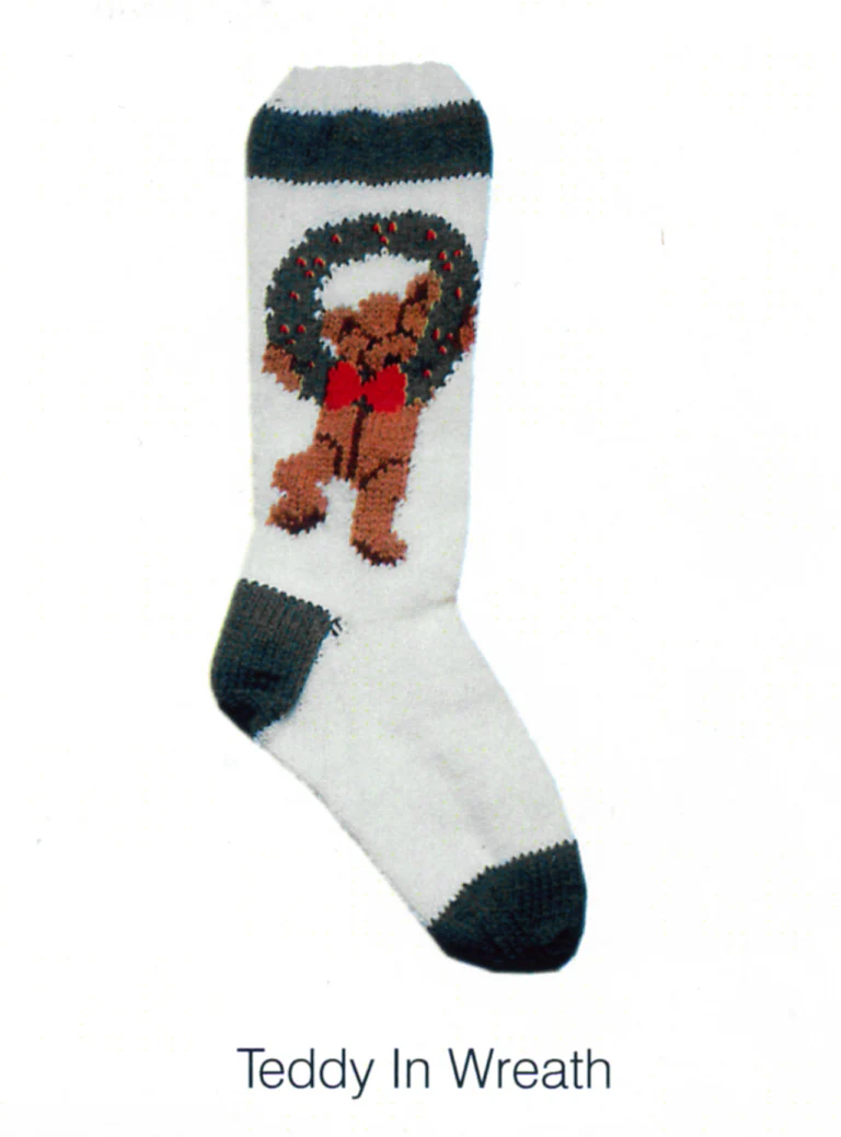 Knitted Christmas Stocking Pattern - Argyle & Teddy - Image 2
