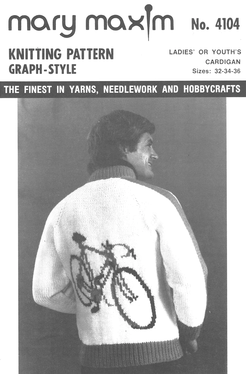 Ladies' or Youth's Cardigan - Bicycle Pattern - Image 4