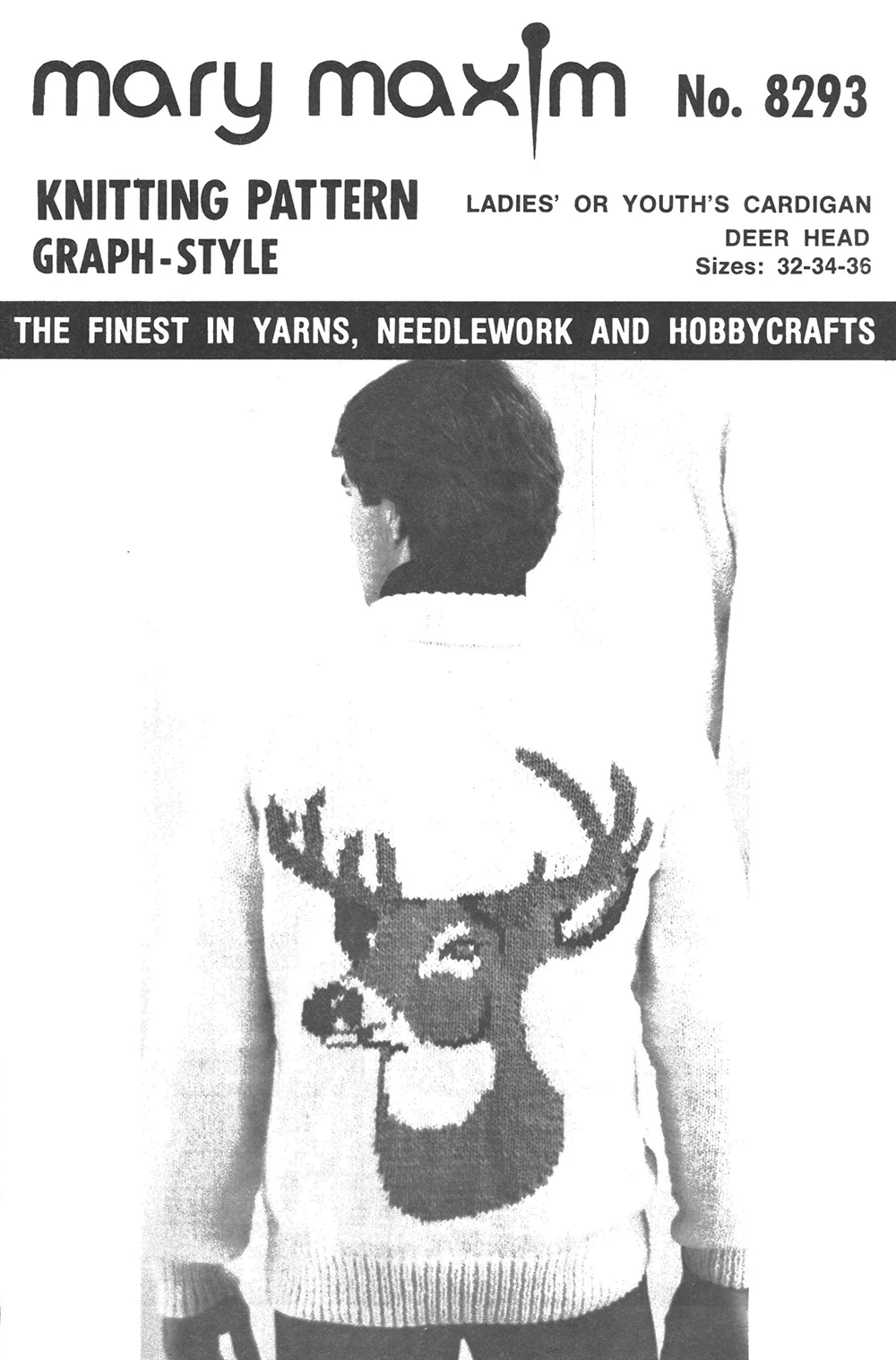 Ladies' or Youth's Cardigan - Deer Head Pattern - Image 2