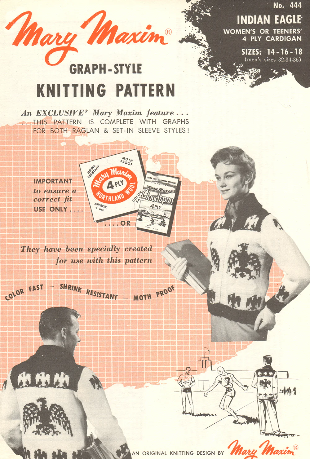 Ladies' or Youth's Cardigan - Indian Eagle Pattern - Image 3