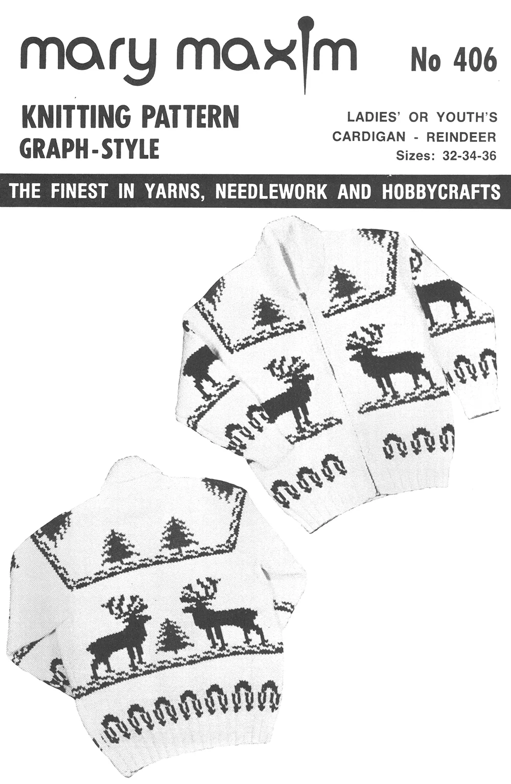 Ladies Or Youth's Reindeer Cardigan Pattern - Image 2