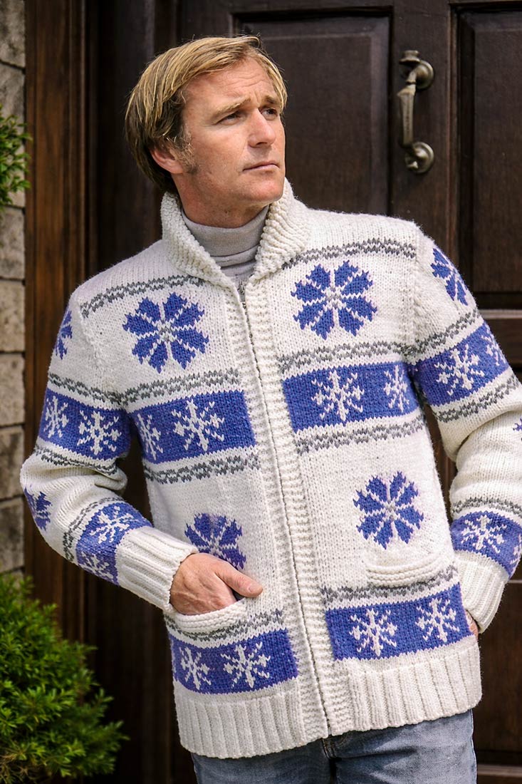 Ladies' or Youth's Cardigan - Snowflake Pattern