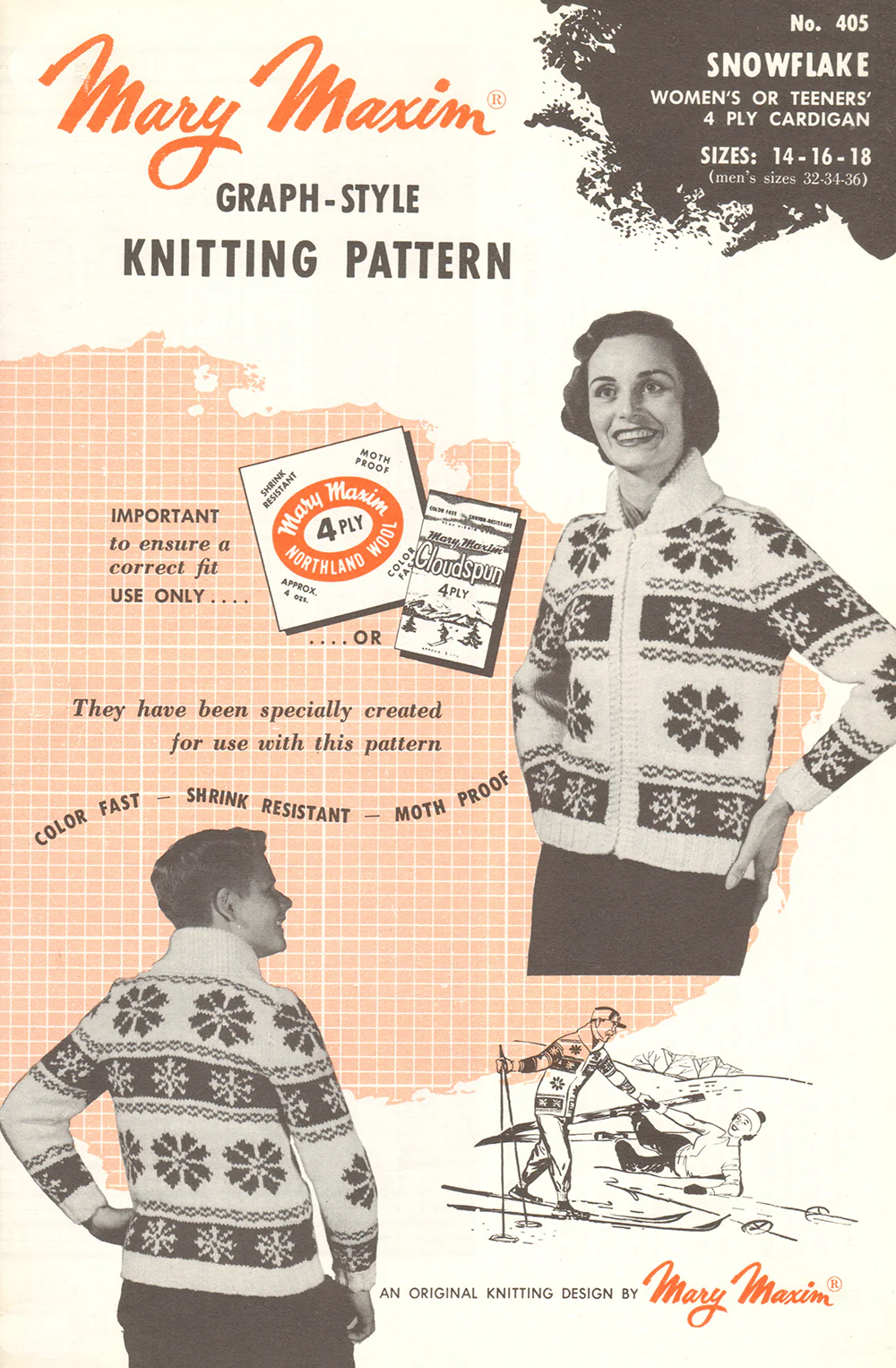 Ladies' or Youth's Cardigan - Snowflake Pattern - Image 3