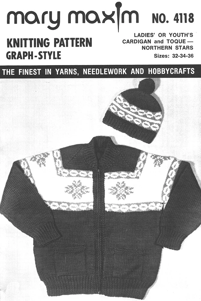 Ladies' or Youth's Cardigan & Toque - Northern Stars Pattern - Image 2