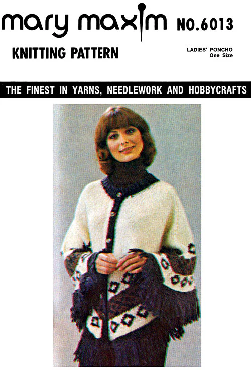 Ladies' Fringed Buttoned Poncho Pattern - Image 3
