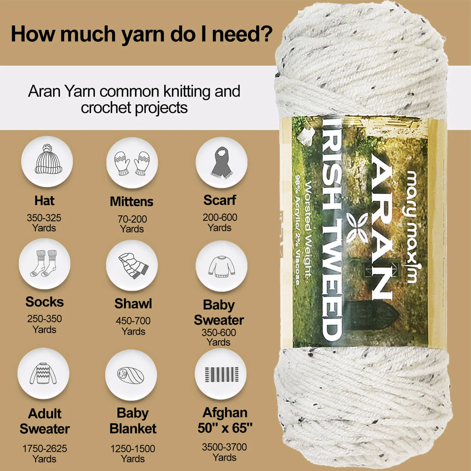 Mary Maxim Aran Irish Tweed Yarn - Image 19