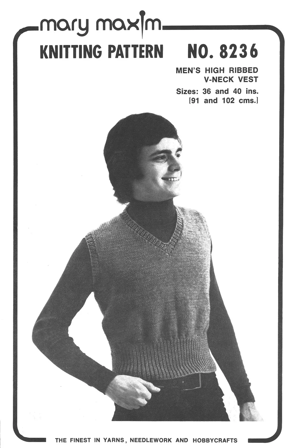 Men's High Ribbed V-Neck Vest Pattern - Image 2