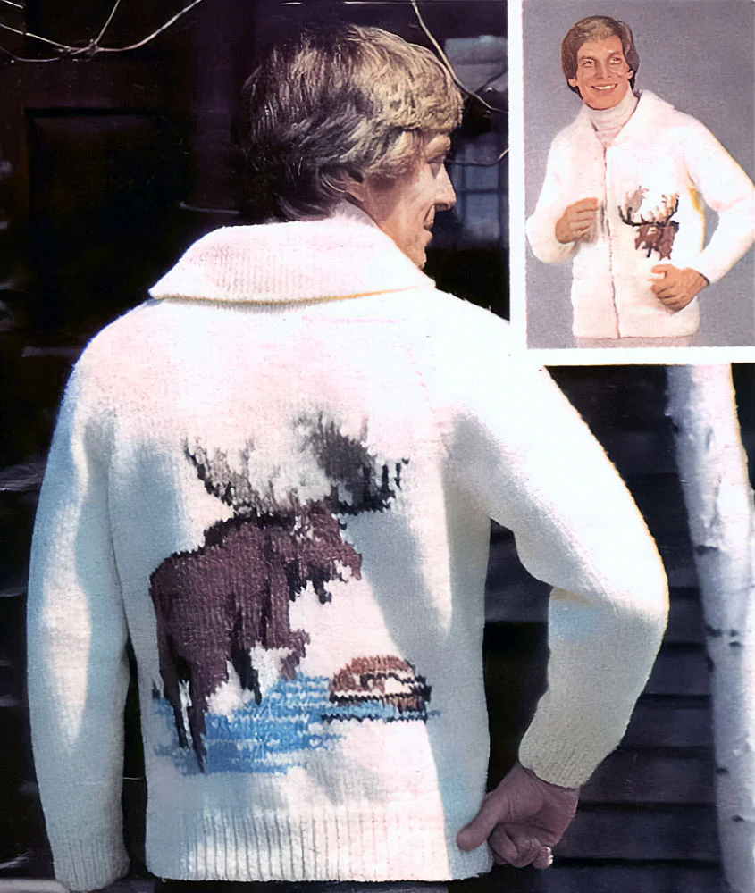 Men's Moose Cardigan Pattern - Image 2