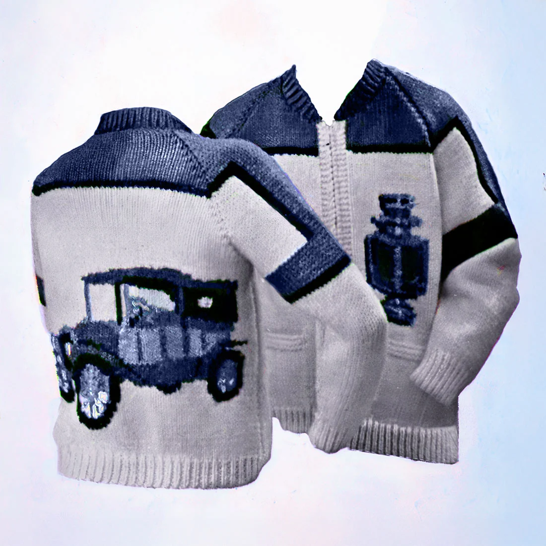 Men's or Ladies' Antique Auto Cardigan Pattern - Image 3