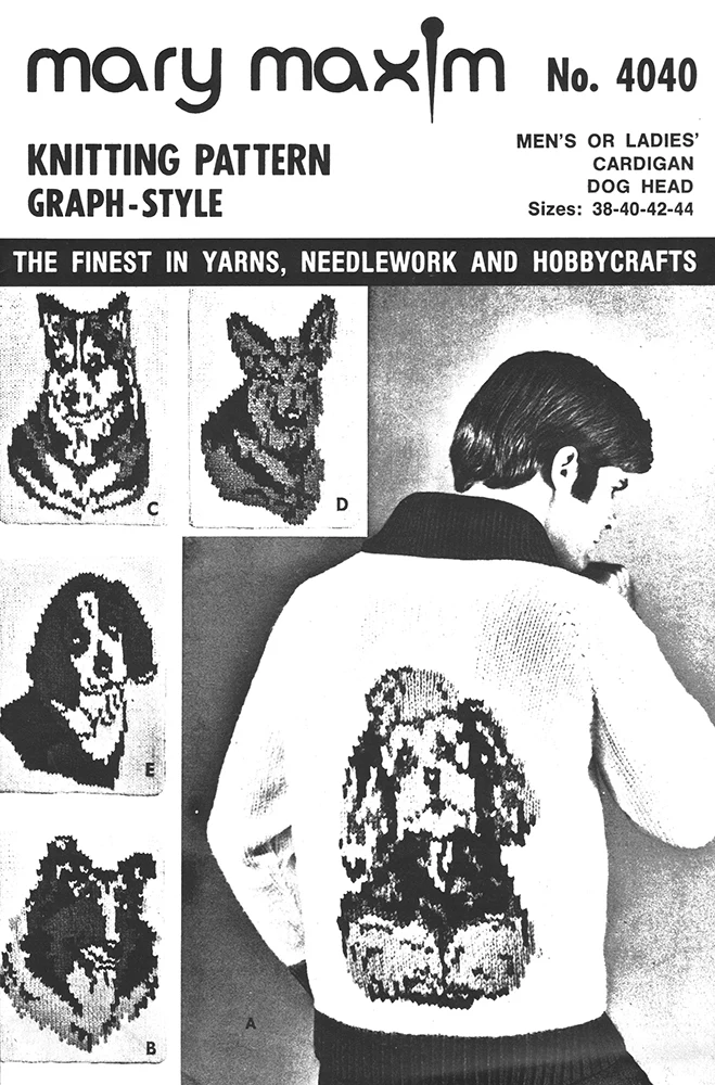 Men's or Ladies' Dog Head Cardigan Pattern - Image 2