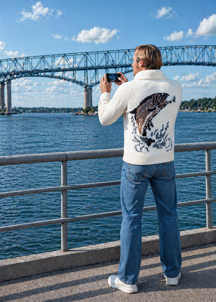 Men's or Ladies' Fish Cardigan Pattern - Image 2