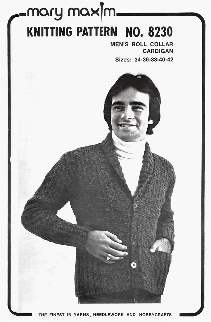 Men's Roll Collar Cardigan Pattern - Image 2