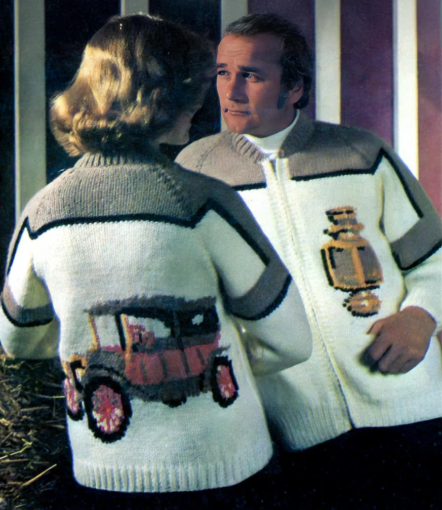 Men's or Ladies' Antique Auto Cardigan Pattern - Image 2