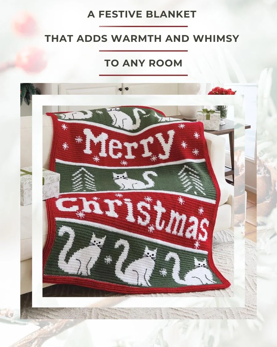 Meowy Christmas Crochet Blanket - Image 6