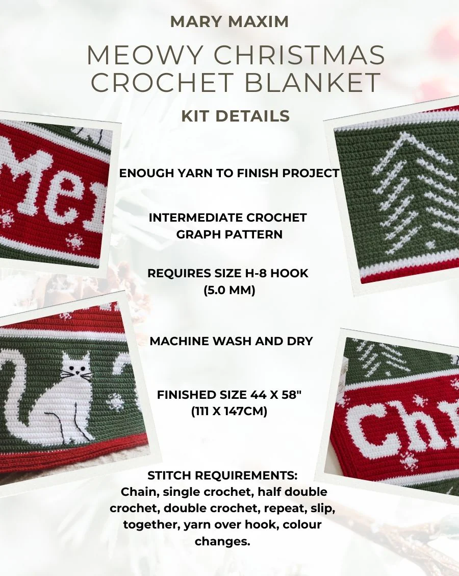 Meowy Christmas Crochet Blanket - Image 8