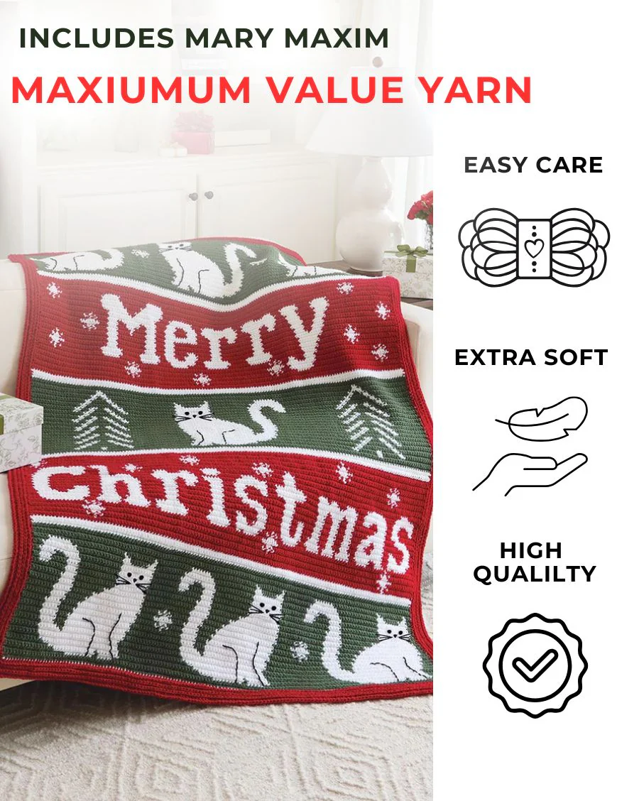 Meowy Christmas Crochet Blanket - Image 9