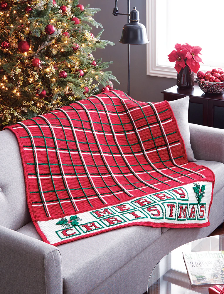 Merry Christmas Plaid Afghan