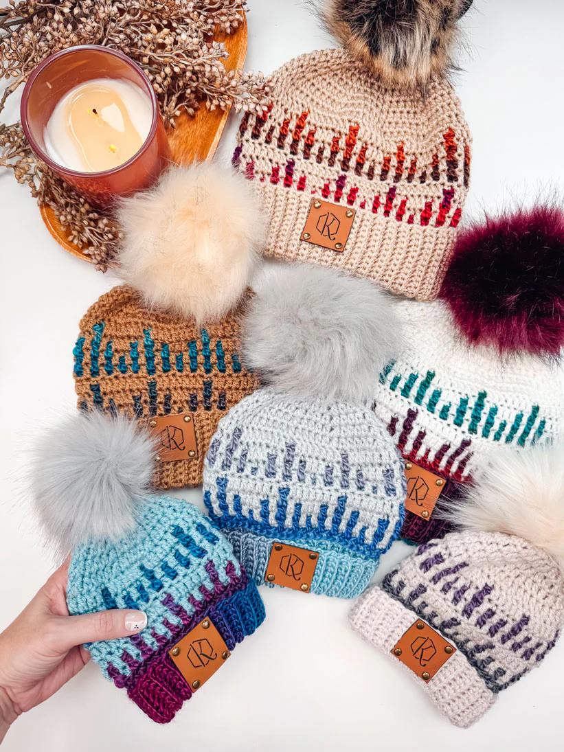 Mosaic Ridge Crochet Beanie - Image 5