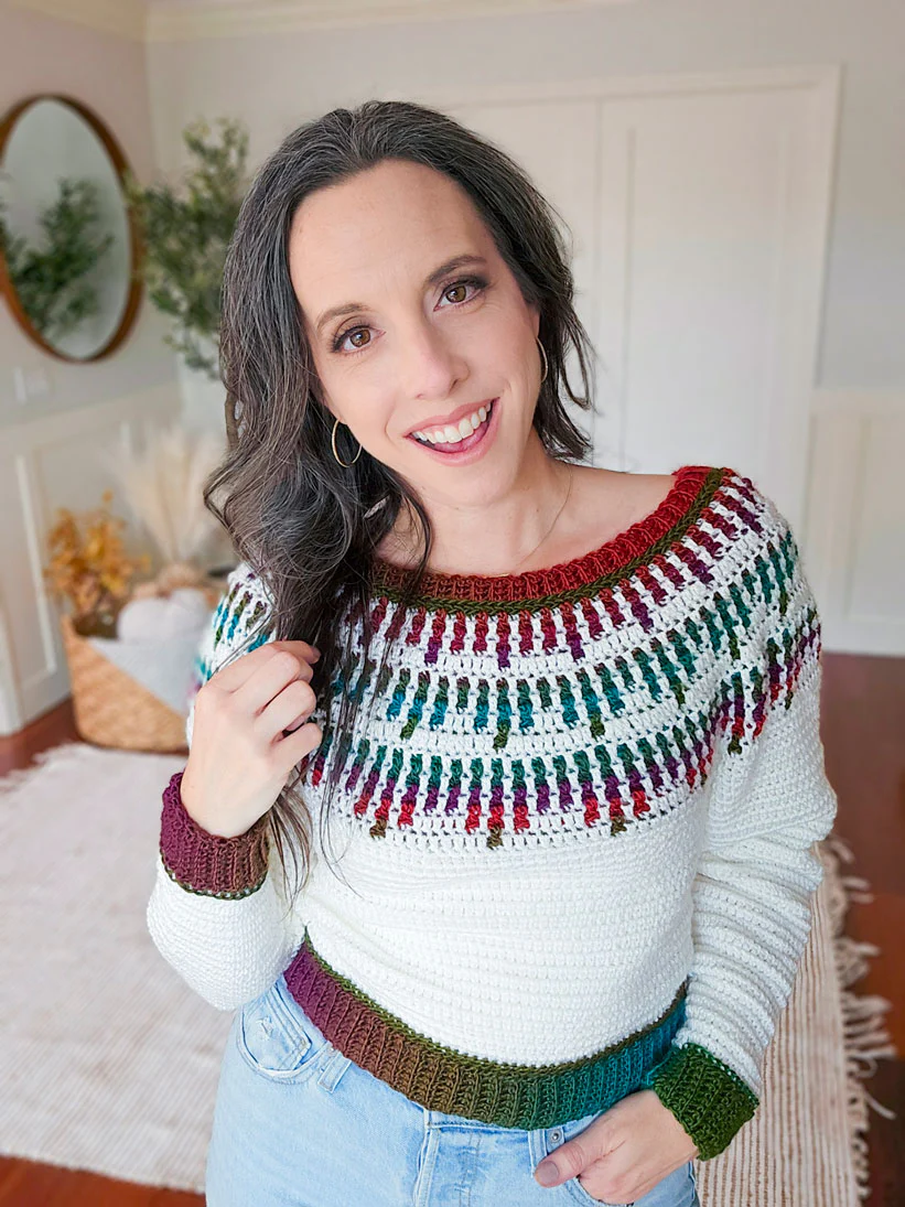 Mosaic Ridge Crochet Pullover - Image 5