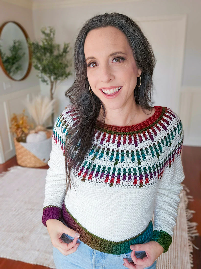 Mosaic Ridge Crochet Pullover - Image 6