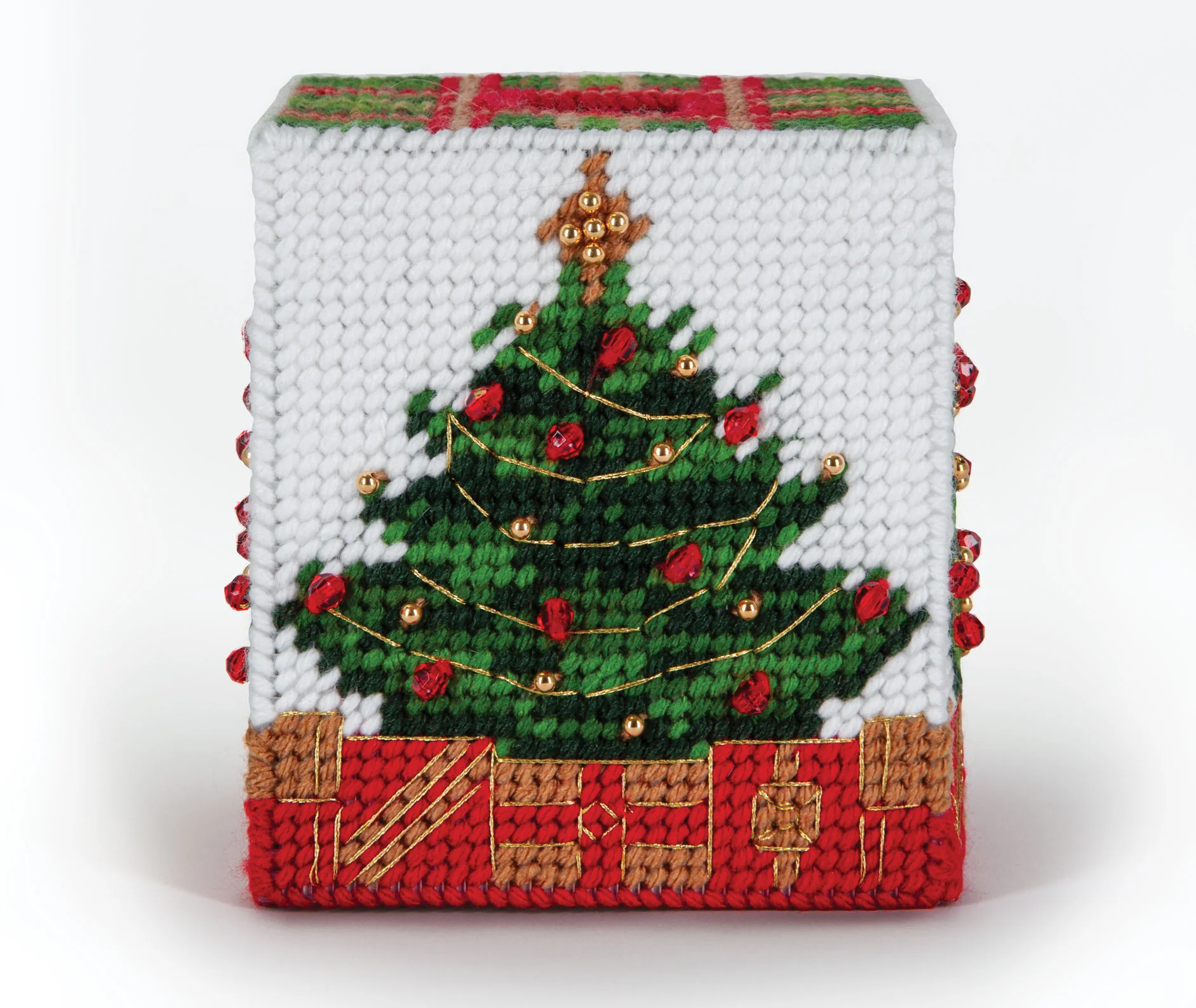 O' Christmas Tree Tissue Box Cover Plastic Canvas Kit - Image 2