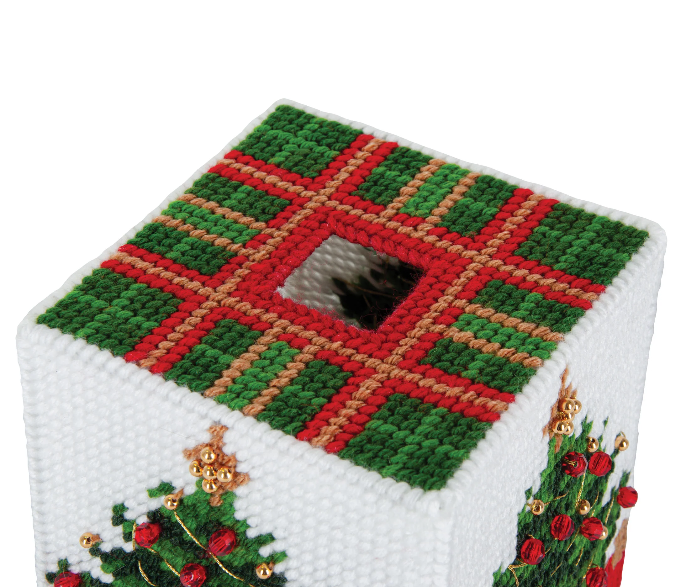 O' Christmas Tree Tissue Box Cover Plastic Canvas Kit - Image 3