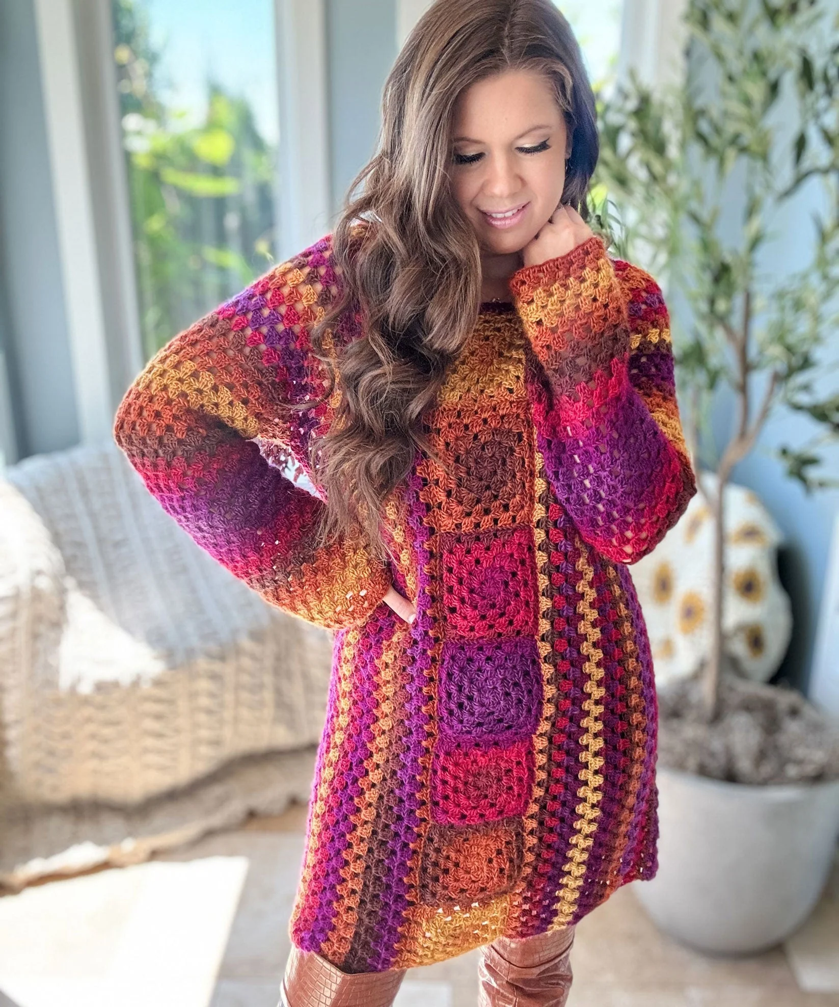 Retro Granny Knee Length Dress - Image 2